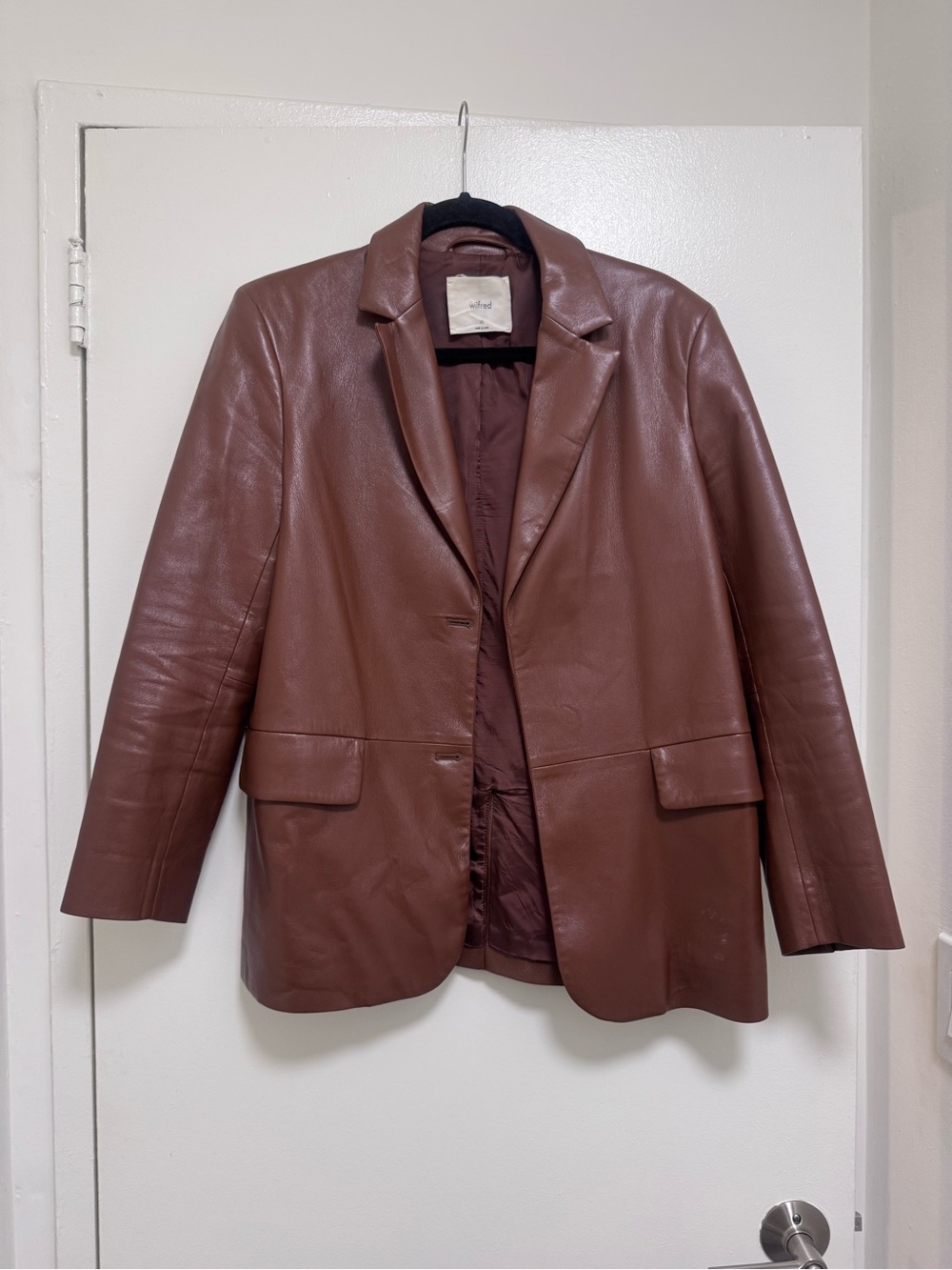 Aritzia Wilfred Brown Leather Blazer Jacket XS